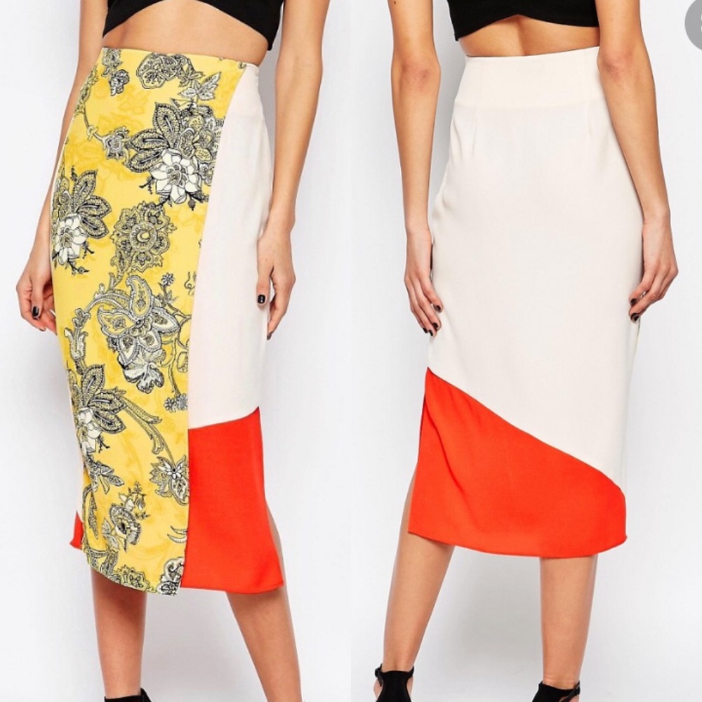 River Island Colour Block Print Wrap Midi